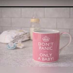 COPY - KENT POTTERY MUG 'DON'T PANIC IT'S ONLY A BABY!' 12 oz Pregnancy Ceramic